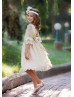 Bell Sleeve Polka Dot Tulle Knee Length Flower Girl Dress Bell Sleeve Polka Dot Tulle Knee Length Flower Girl Dress